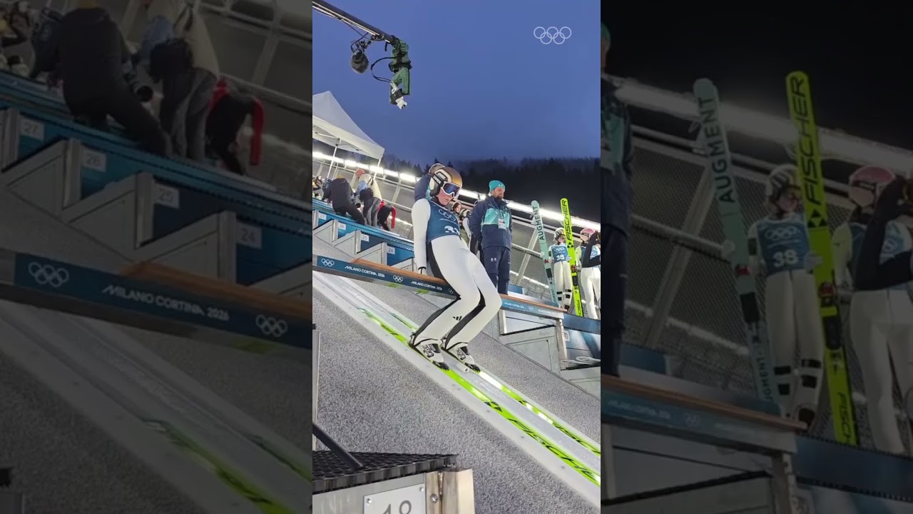 Introducing the ski jump shuffle! ⛷️ #MilanoCortina2026