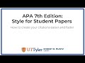 APA 7: Style for Student Papers