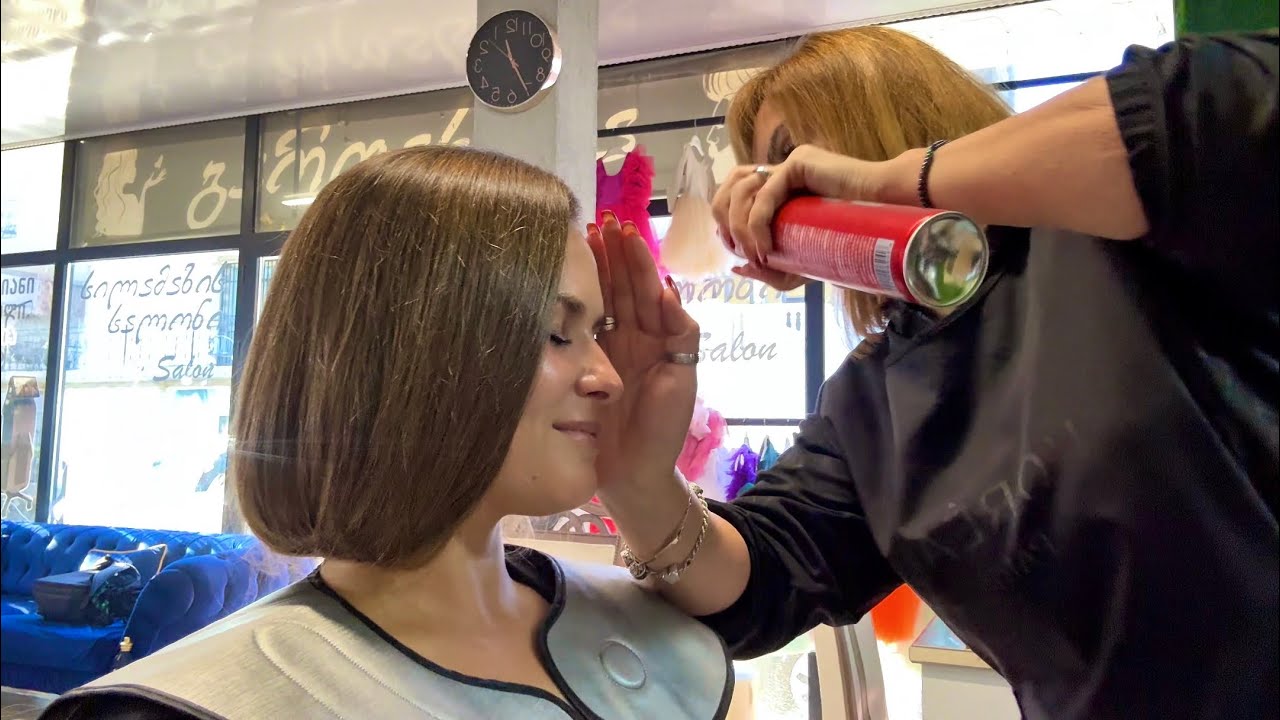 Shampooing | Hair Drying | Styled into a Faux Bob on Long Hair | ASMR Beauty Salon Sounds