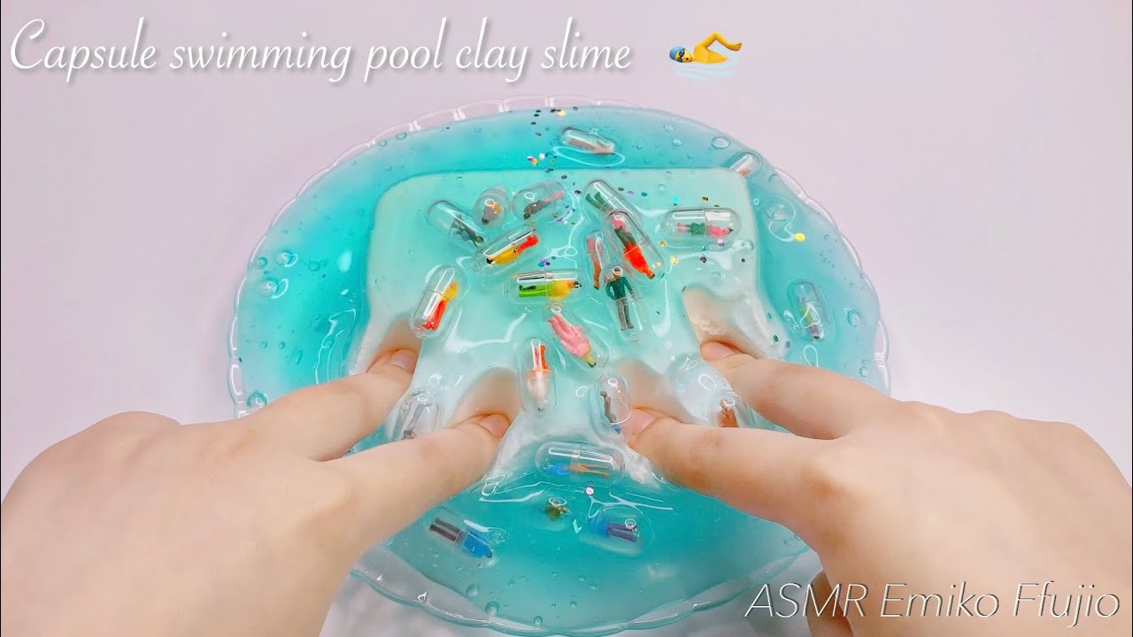 ASMR】🏊‍♂️シャカシャカプールカプセル粘土スライム🍨【音フェチ