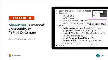 SharePoint PnP - SPFx & JavaScript SIG community call – 19th of December 2019