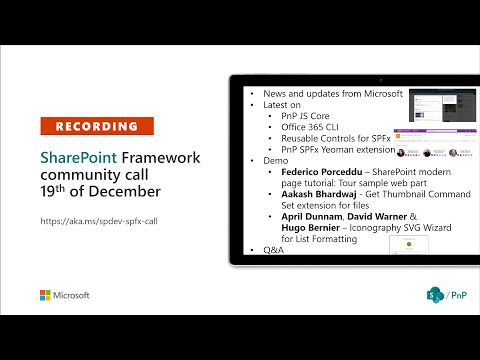 SharePointPnP-SPFxおよびJavaScriptSIGコミュニティコール– 2019年12月19日