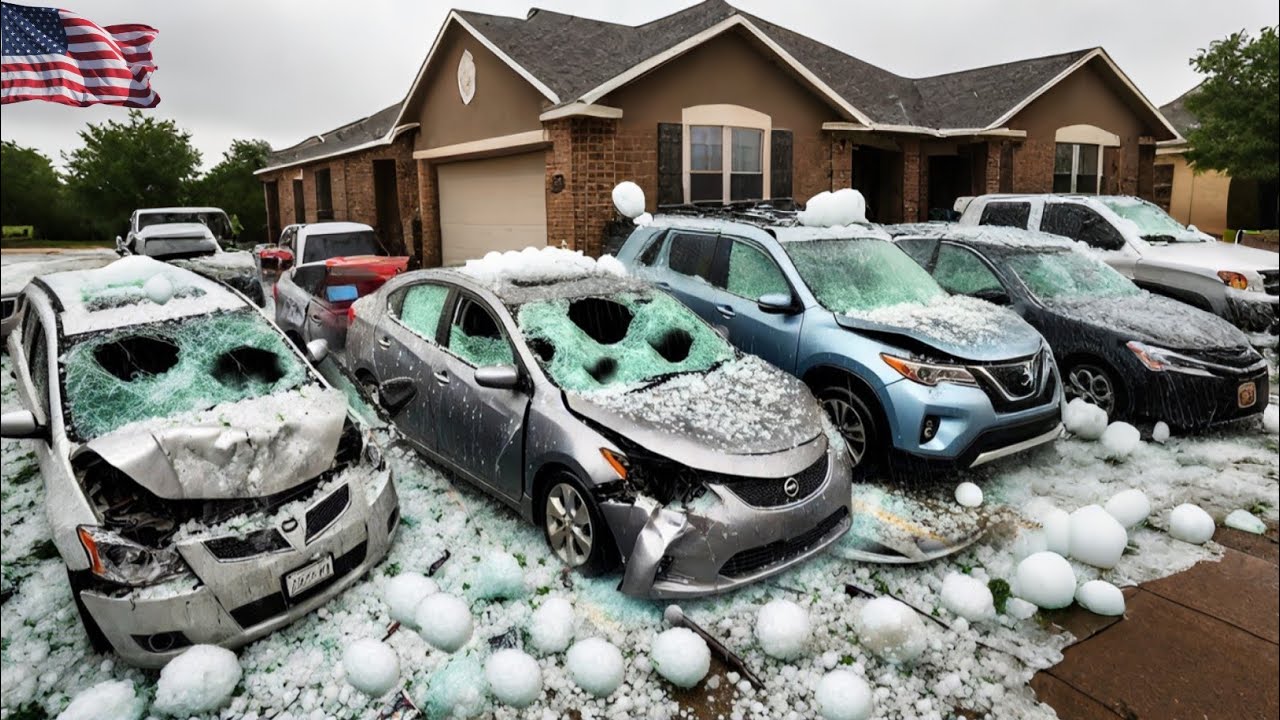 Chaos in Texas, USA! Crazy Hail Storm Hits Lubbock, Shattering Car Glass