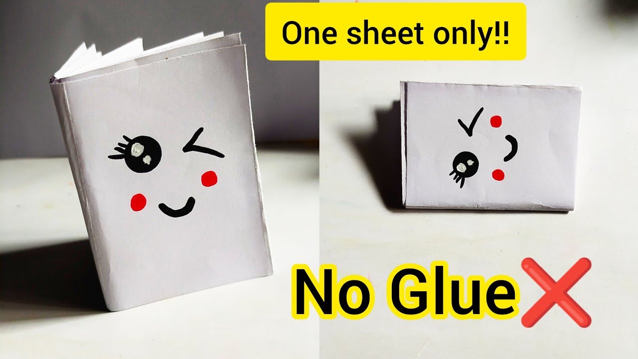 DIY mini notebook without glue|Mini notebook with one sheet of paper|No glue paper craft|No glue DIY