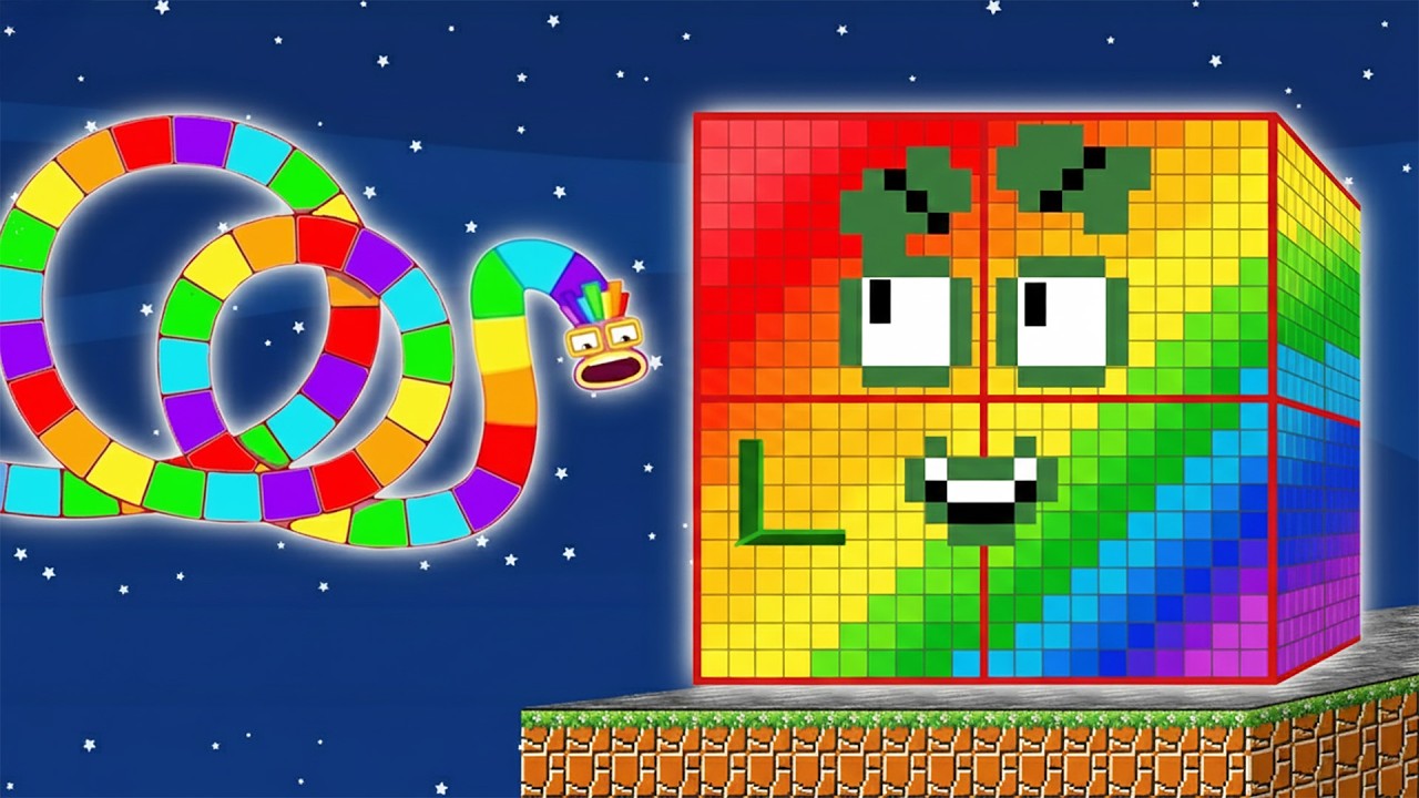 Numberblocks Snake x Mario vs the RED Block 1,000,000