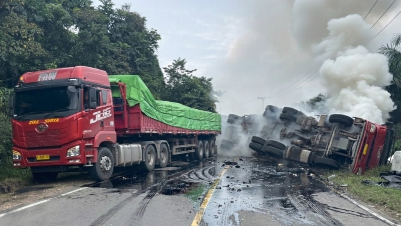 Evakuasi Truck Trailer Siba Surya || Bus Terjepit Truck Hampir Hantam Tebing Di Bukit Kodok