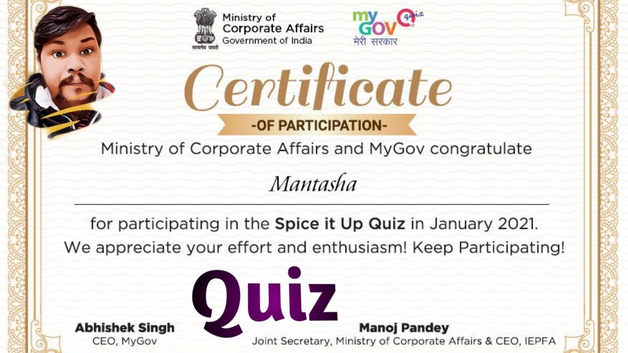 Certificate ministry of corporate affairs government of india youtube