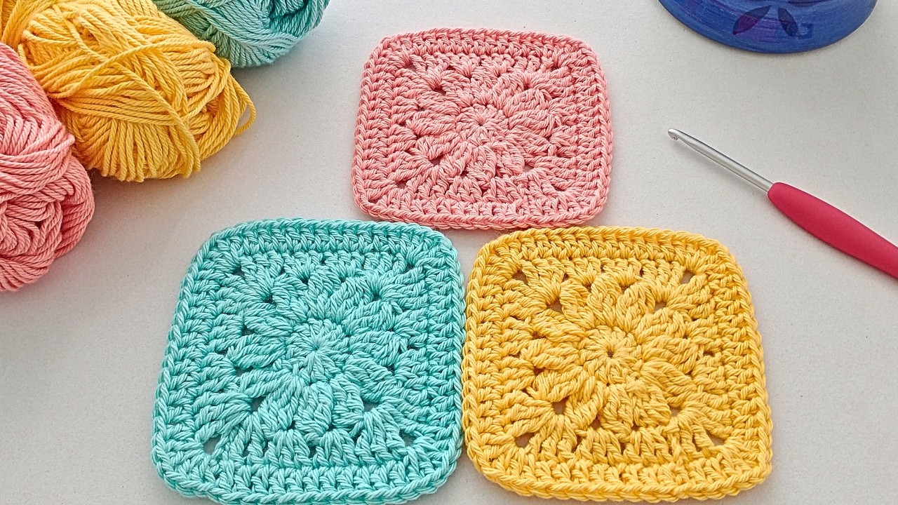CÓMO TEJER GRANNY SQUARE #26 MARGARITA a CROCHET Versión 4| GANCHILLO| TUTORIAL paso a paso