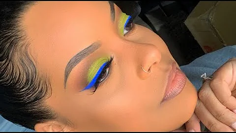 Lime Green & Electric Blue Makeup Look | J. Mazyck...