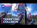 Paraglider survives near-death descent with light plane | 9 News Australia