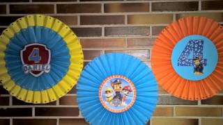 DIY Rosetas grandes para decorar en fiestas infantiles de La Patrulla canina.  Paw Patrol Ornaments