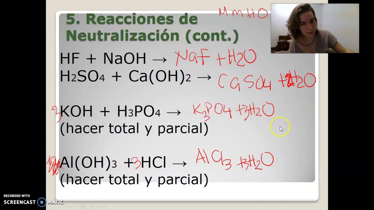 Reacciones de neutralizacion total y parcial - YouTube