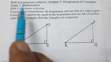 RHS Congruence criterion, Chapter 7, Congruence Of Triangles, Class 7, Mathematics