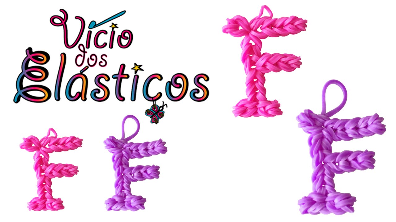 Como fazer a Letra F de elásticos (sem Tear) - Rainbow Loom