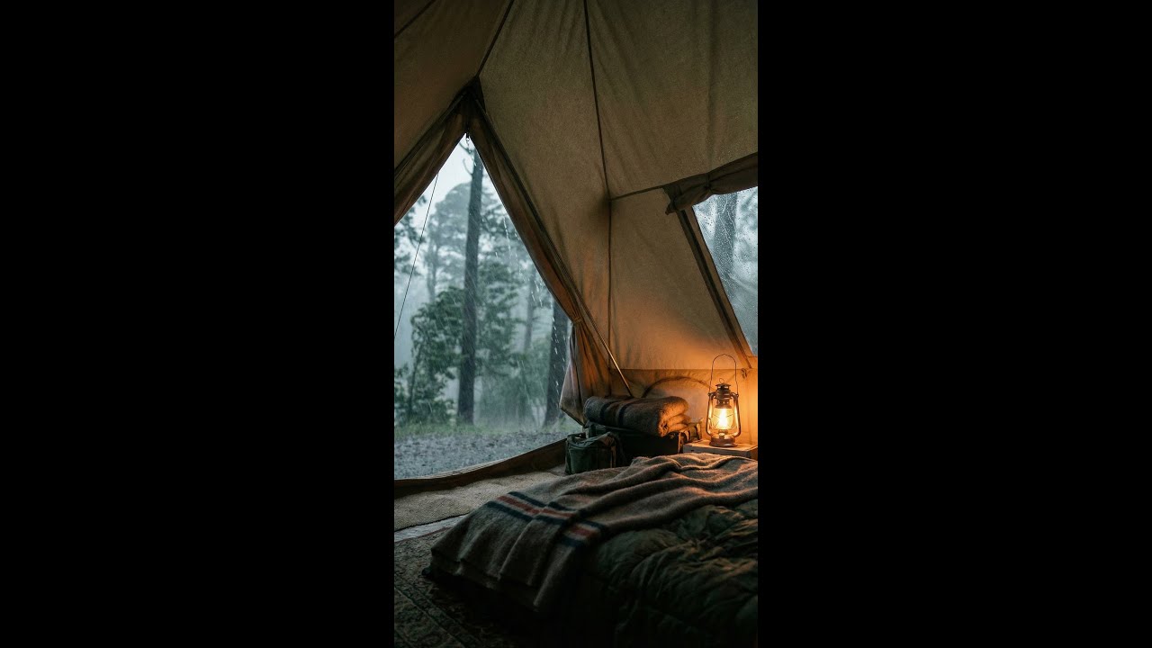 Sleeping in a Tent: Heavy Rain & Soft Piano (Insomnia Relief, Deep Sleep, Studying and focus)
