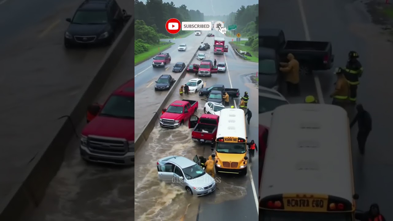 flash flood disaster inundated a road