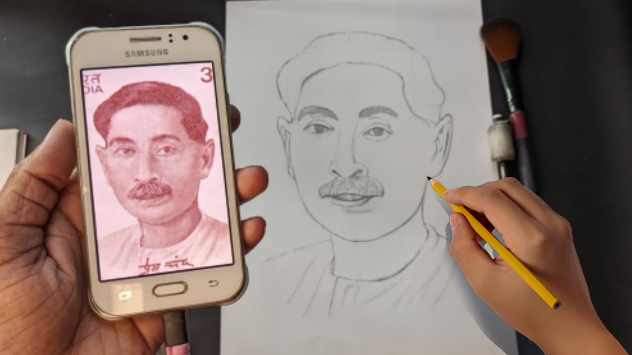 Munshi premchand drawing  Munshi Premchand Sketch  Pencil drawing   Portrait  YouTube