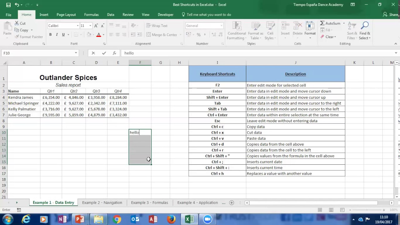 youtube shortcuts for excel 2010