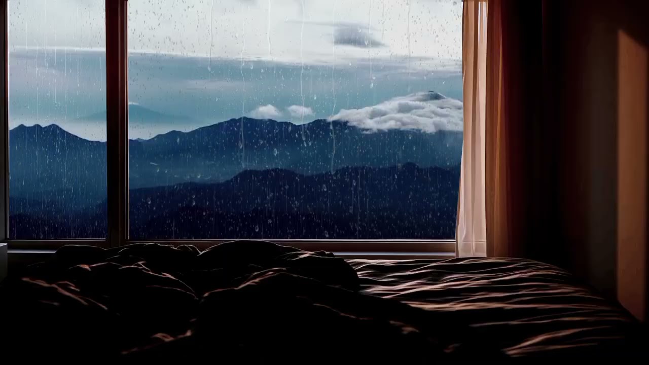 Rain on Window at Dusk 🌧️ Soft Music — Real Crickets & Frogs Night Ambience @Irfan_Rain03 