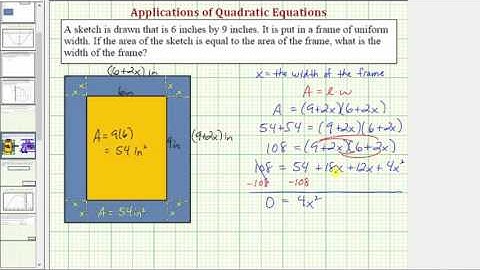 Ex: Quadratic Equation App: Find the Width of a Frame (Factoring)