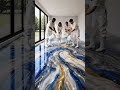 Amazing Blue Epoxy Marble Floor Process | Luxury Resin Flooring | Mirror Gloss 8K# Shots