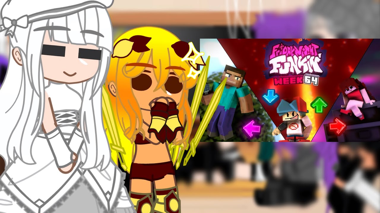 Mob talker react to FNF vs Steve 64||Gacha Club||My AU||