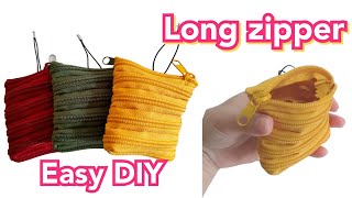 簡単すぎるロングファスナーの面白いポーチの作り方Easy Diy Long Zipper Pouch Super Easy Tutorial.