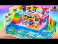 DIY Miniature Cardboard House #133 ❤️ How To Make Amazing Swimming Pool Around Rainbow Color House