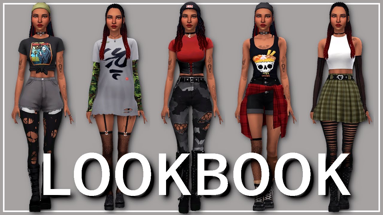 Grunge Lookbook💀 The Sims 4 Lookbook Cc List Youtube