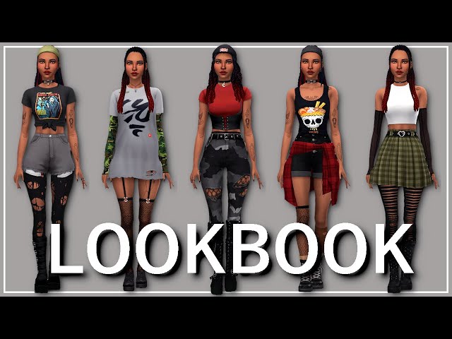 An edgy lookbook! :) Full CC list in comments : r/Sims4