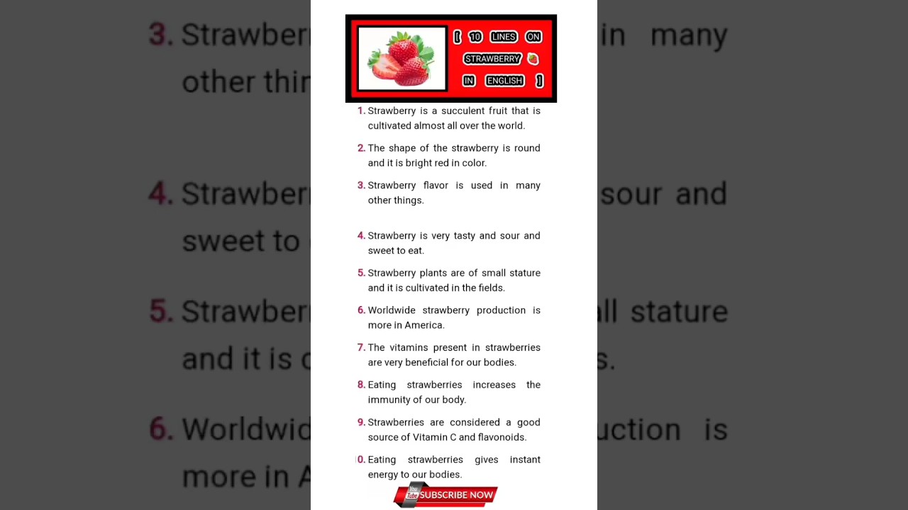 10 LINES ON STRAWBERRY 🍓 IN  ENGLISH || 