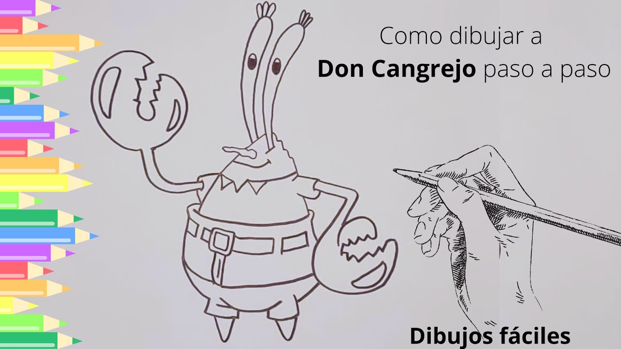 Como dibujar a Don cangrejo paso a paso Dibujos fáciles