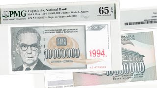 Yugoslavia 10 Million Dinara Banknote 1994 | PMG Banknote Yugoslavia 10 Million Dinara Banknote 1994 | PMG Banknote