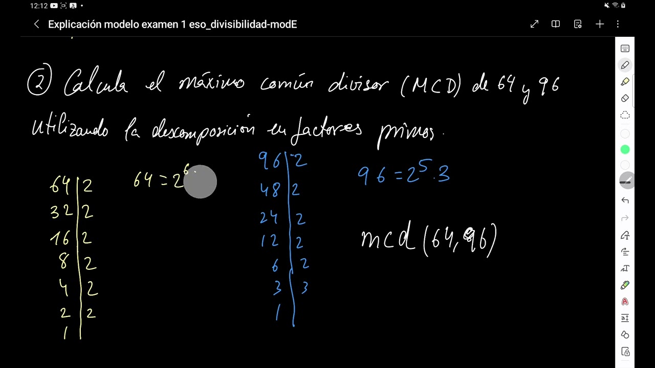 Primera parte examen divisibilidad 1 eso