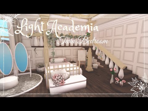 Light Academia Aesthetic Twin Bedroom | Bloxburg Speed Build | It's SummerRose