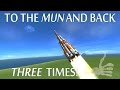 To The Mun And Back THREE Times In A Single Launch - KSP