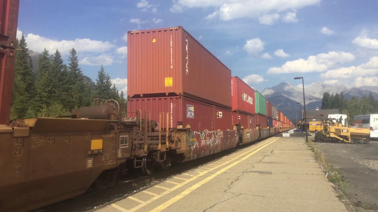 CP 8906 Leads Train 199 Auto/Stack @ Banff West - Laggan Sub