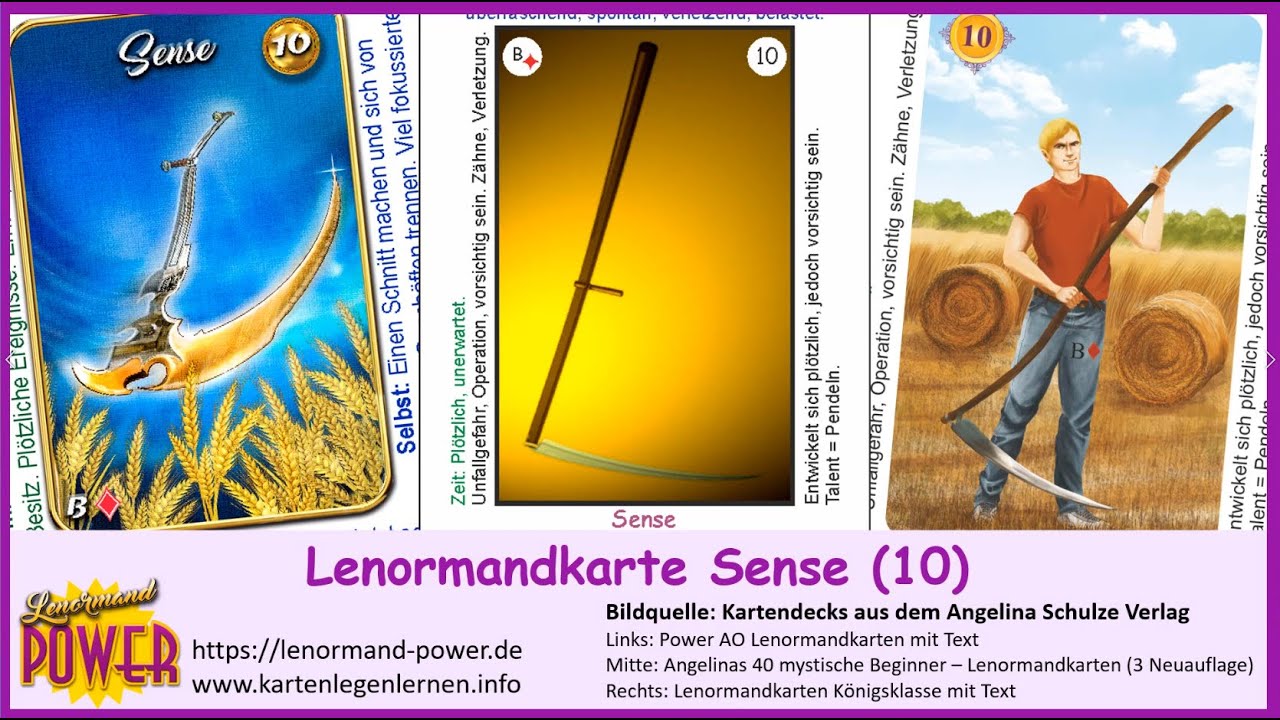Lenormandkarte Sense Deutungen und Orakelfrage für DICH