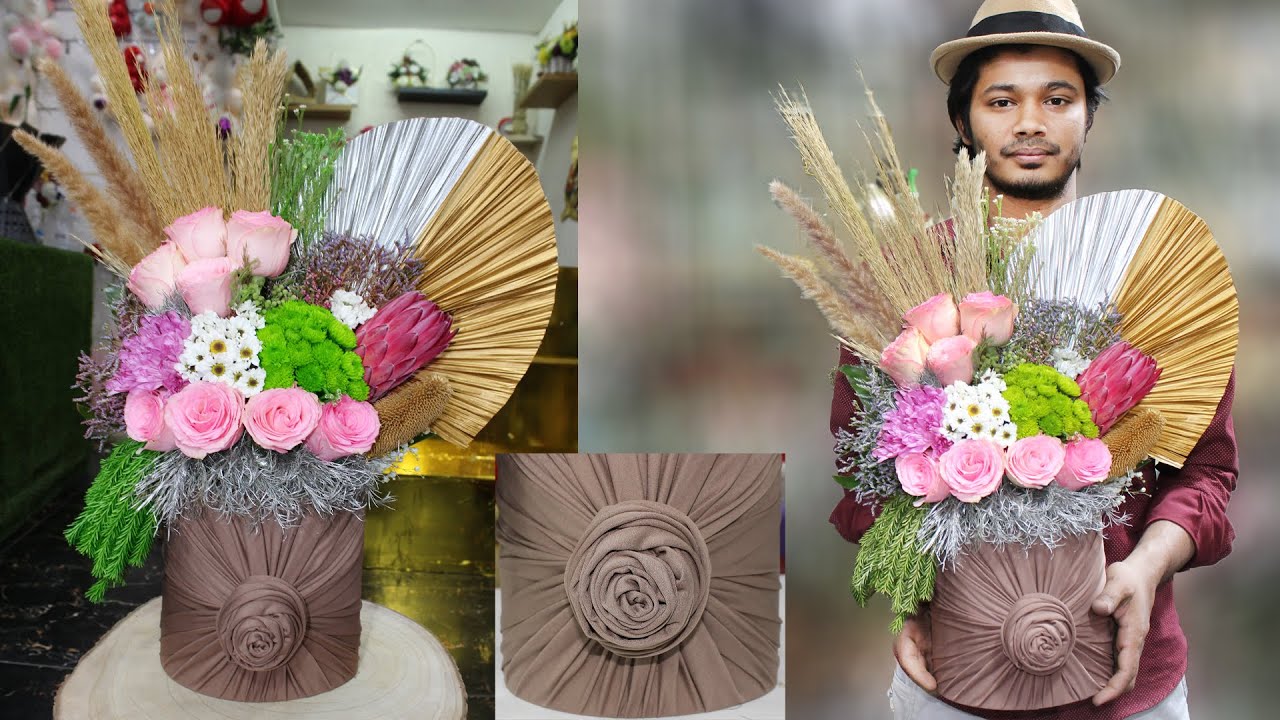 Box flowers arrangements. How to make a bouquet new box arrangements