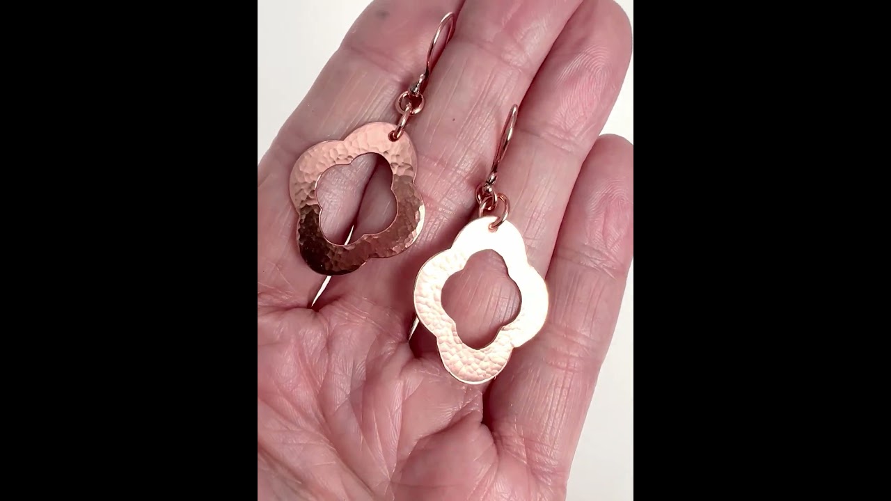 Handmade Copper Clover Earrings🌿Great 7th Anniversary Gift 