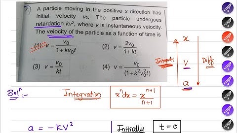 A particle moving in the postive x direction has initial velocity Vo. The particle undergoes retard