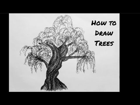 How to draw trees with pen || tips for beginners|| easy tree drawing ...