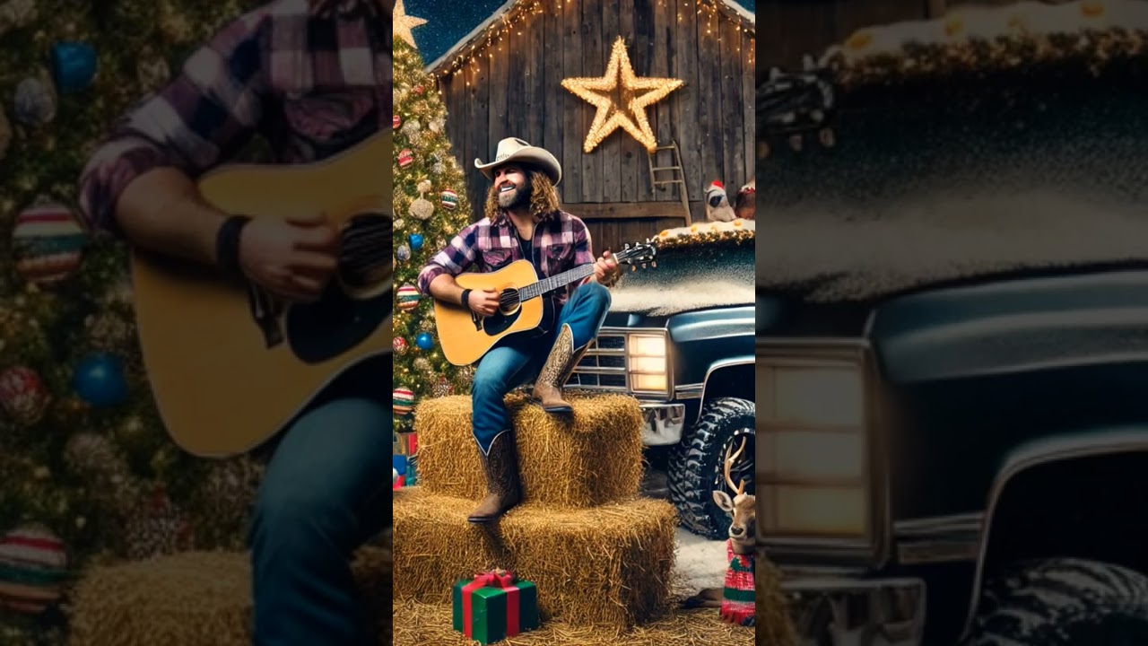 Santa's sleigh is a pickup truck 