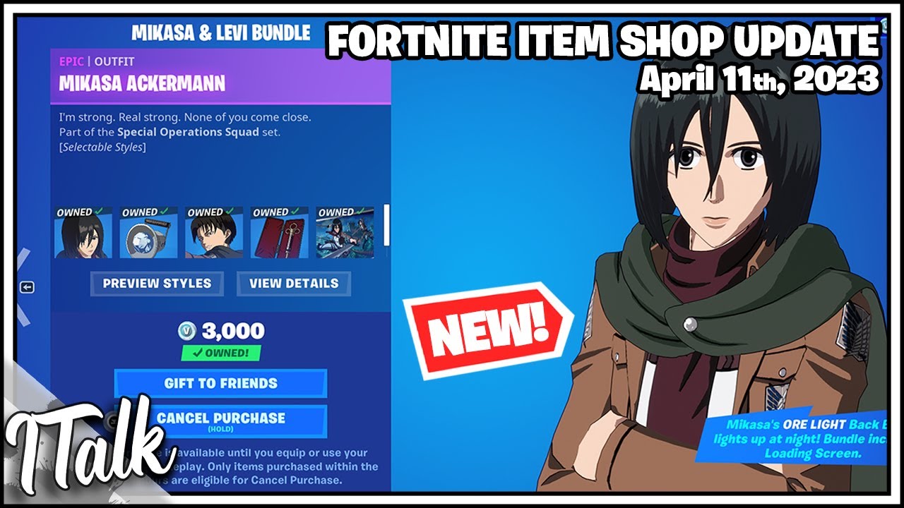 Fortnite Item Shop ATTACK ON TITAN COLLAB IS HERE! [April 11th, 2023] (Fortnite Battle Royale)
