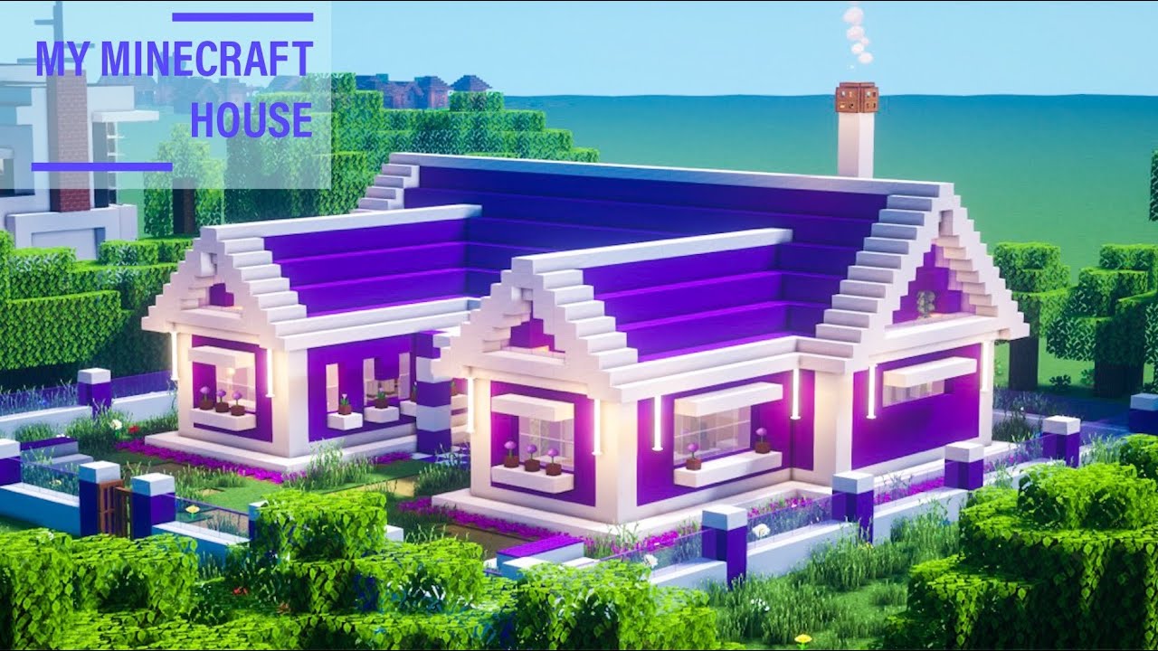 Minecraft tutorial: Purple house and purple interior #85 - YouTube