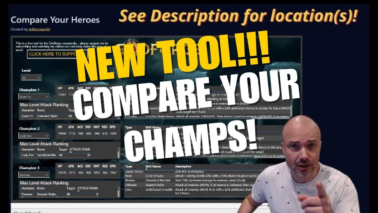 Fantastic tool to compare champions in Godforge!