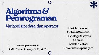 Variabel, Tipe Data, dan Operator #2