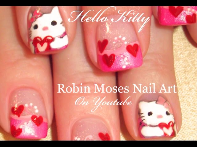 Hello kitty Valentine's Nails  Acrylic Coffin Style #nailart #howto  #cutenails 