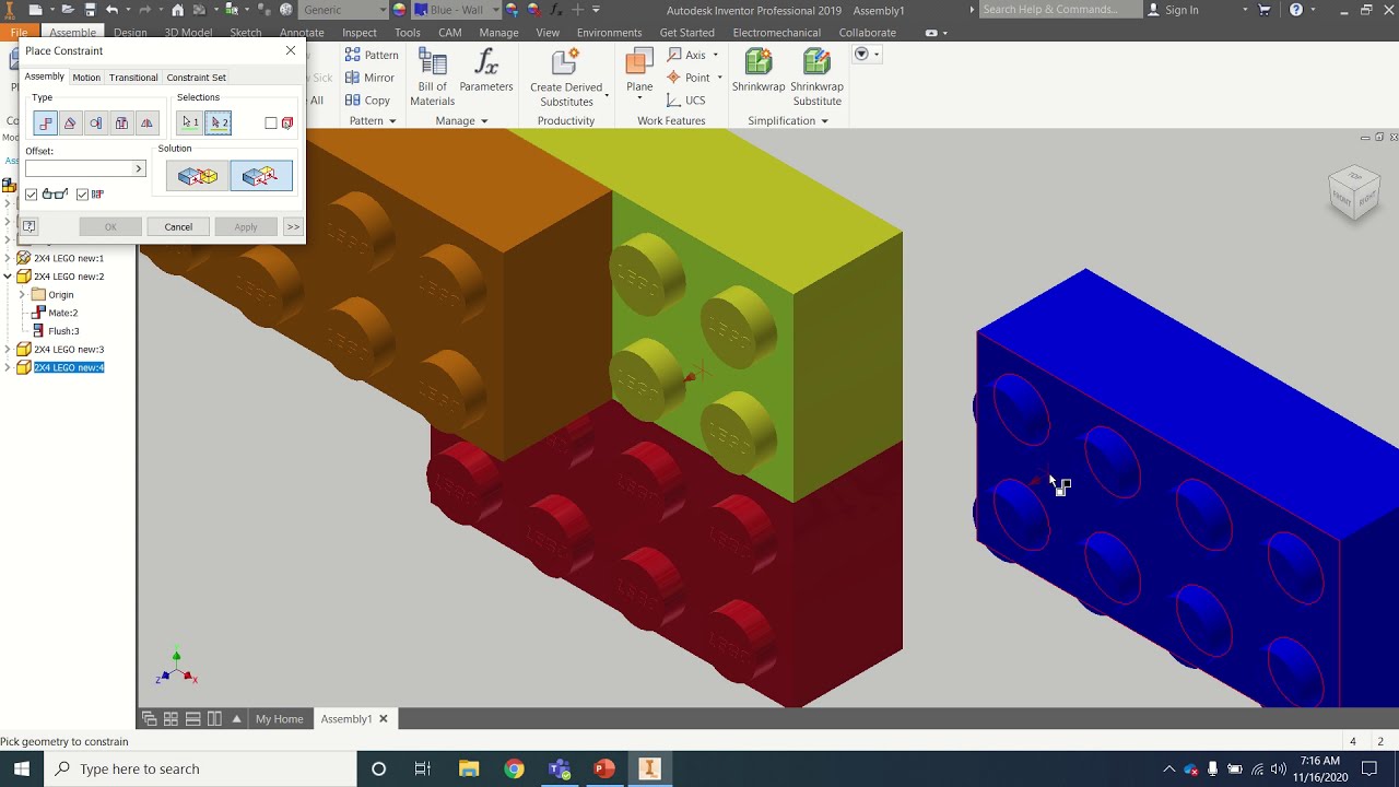 Assemble legos using Inventor - YouTube