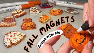 Making Fall Magnets From Scratch Using Clay! 🍁🧡 (Sculpt With Me)